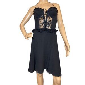Y2K Moda International Black Silk Witchy Corset Strapless Dress